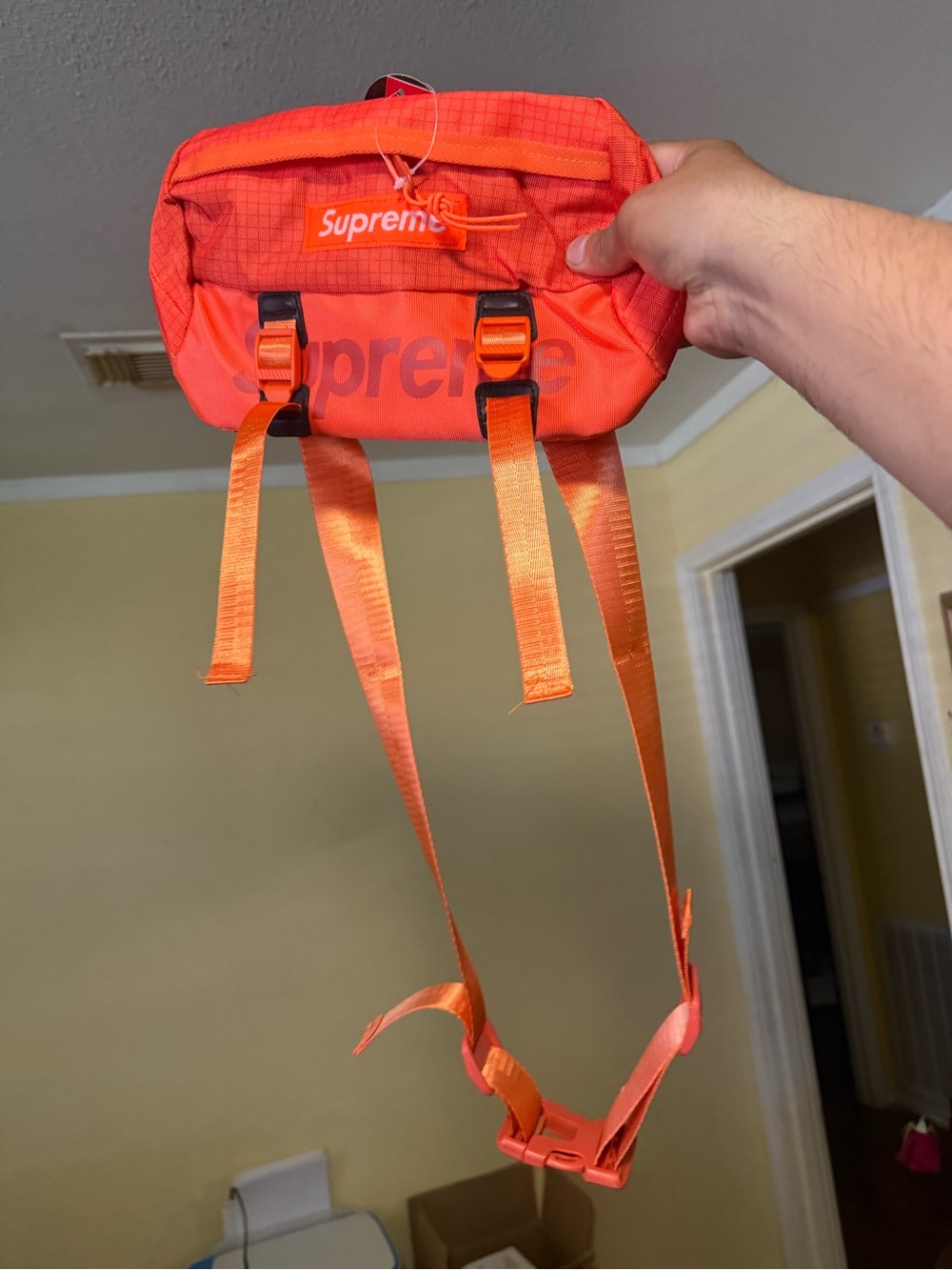 Supreme Bright Orange Belt Bag with Webbing Straps View 2